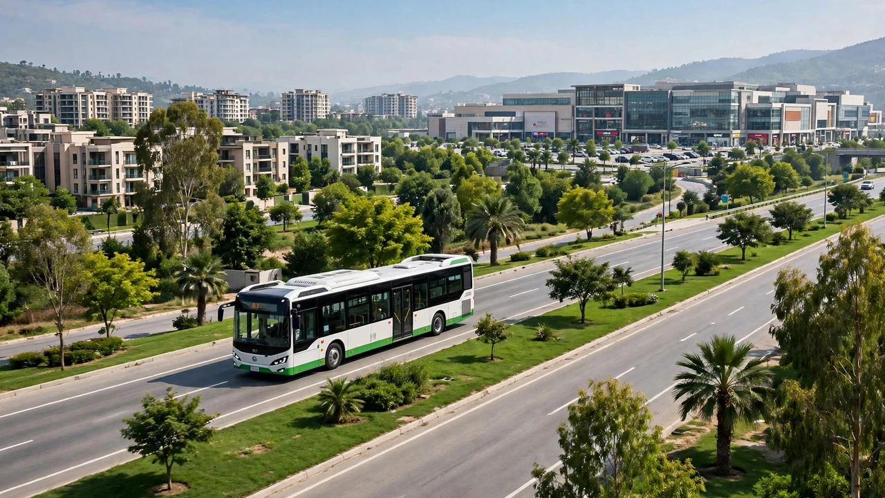 Metro bus on Islamabad Expressway near DHA Phase 2 Islamabad